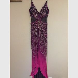 Long Purple Beaded Dress - Size 4